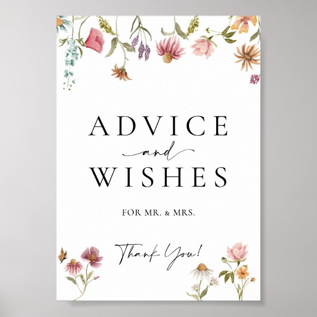 Poster Fleur sauvage Conseils Et Souhaits Mariage Signer (Devant)