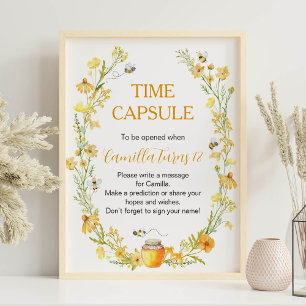 Poster Fleur sauvage d'abeille miel Anniversaire Heure Ca