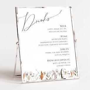 Poster Fleur sauvage d'automne Boho Menu Boissons Maria