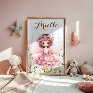 Poster Fleur sauvage de fantaisie fée pastel 