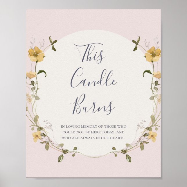 Poster Fleur sauvage de printemps Blush cette bougie brûl (Devant)