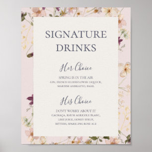 Poster Fleur sauvage de printemps Signature floue Signe