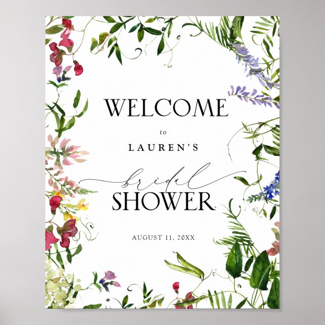 Poster Fleur sauvage d'été Aquarelle Floral Douche Bienve (Devant)
