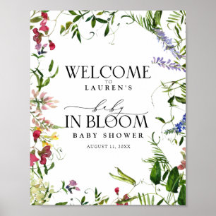 Poster Fleur sauvage d'été Aquarelle Floral Douche Bienve