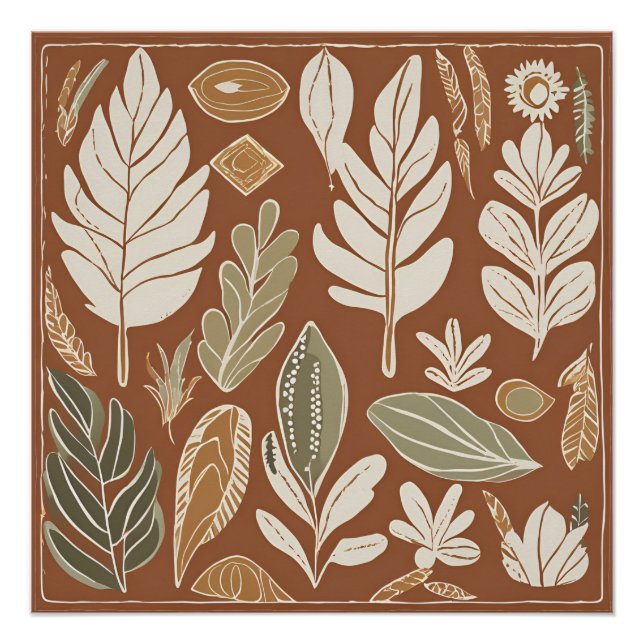 Poster Fleur sauvage en terre cuite Boho Rustique Spring  (Devant)
