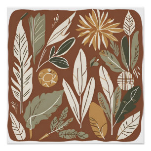 Poster Fleur sauvage en terre cuite Boho Rustique Spring