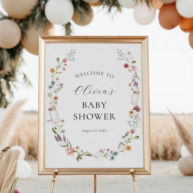Poster Fleur sauvage et bébé Bouteille Wreath Douche Bien (Créateur téléchargé)