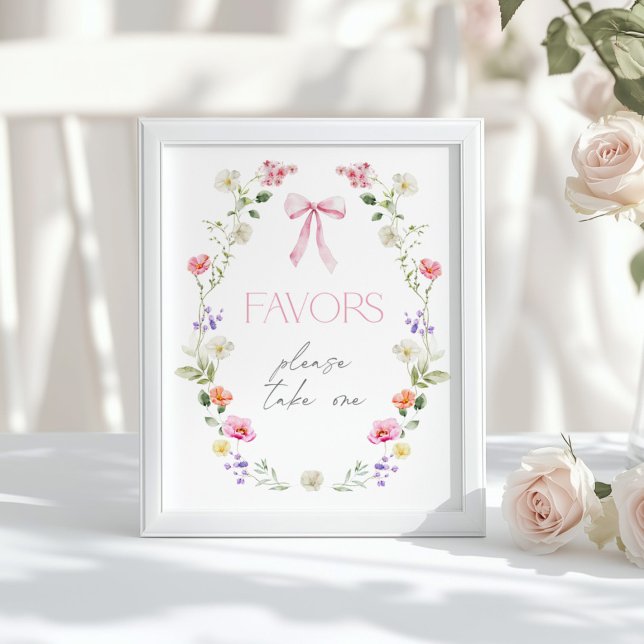 Poster Fleur sauvage Faveur bébé en fleurs rose Bow (Créateur téléchargé)