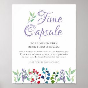 Poster Fleur sauvage Floral Anniversaire Heure Capsule Je