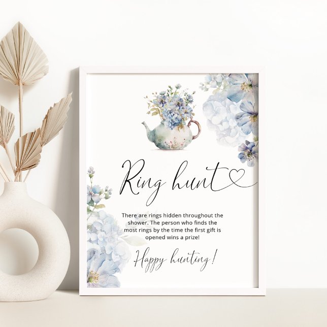 Poster Fleur sauvage floral bleu apporter chasse nuptiale (Créateur téléchargé)