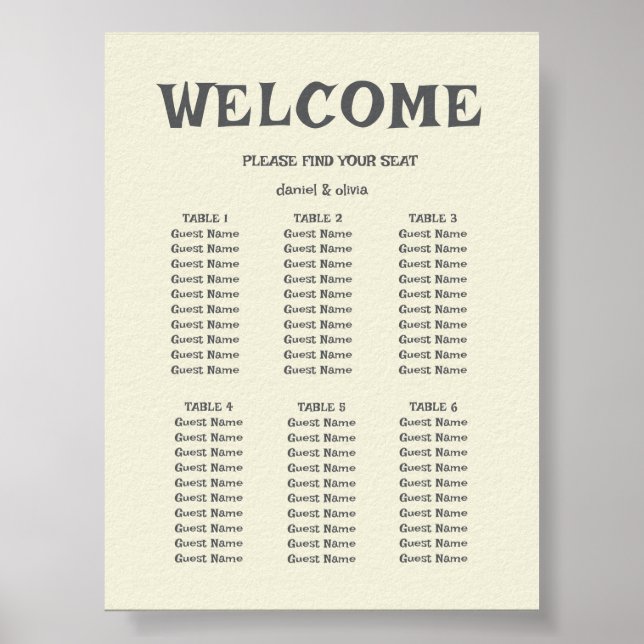 Poster Fleur sauvage Mariage Rustic Country Sièges Cartes (Devant)