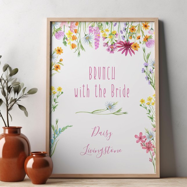 Poster Fleur sauvage Meadow Brunch avec l'accueil de la m (Brunch with the Bride welcome poster from Wildflower Meadow collection by Darling & May)