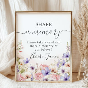 Poster Fleur sauvage Meadow Memorial Funeral Partager une