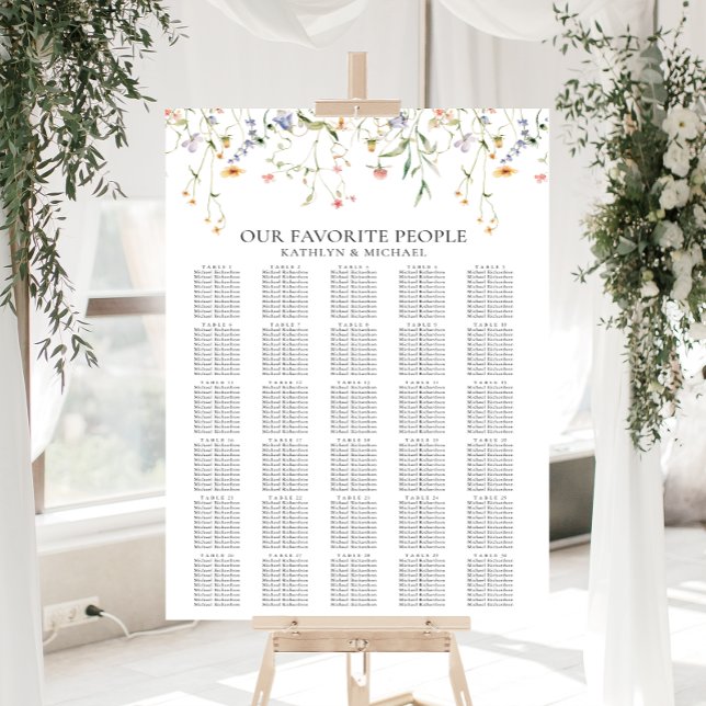 Poster Fleur sauvage minimaliste Mariage 30 Table assise (Créateur téléchargé)