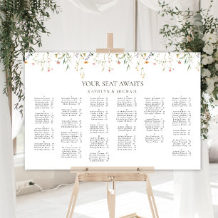 Poster Fleur sauvage Minimaliste Mariage Siège Alphabétiq