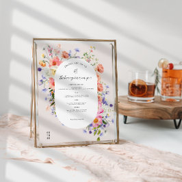 Poster Fleur sauvage moderne | Menu Barre Mariage