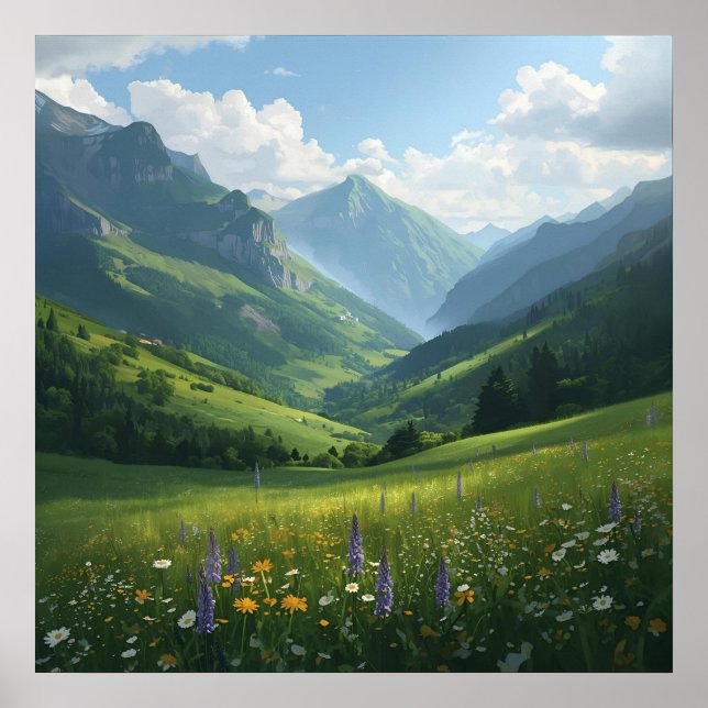 Poster Fleur sauvage Mountain Escape - Vibrant Nature Wal (Devant)