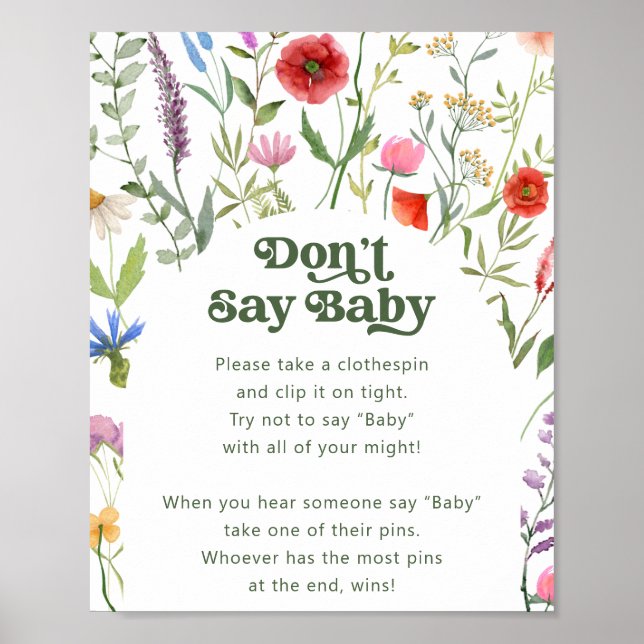 Poster Fleur sauvage ne pas dire Baby Game Sign (Devant)