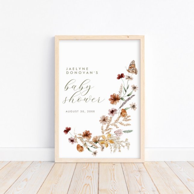 Poster Fleur sauvage On the Way - Baby shower Boho modern (Créateur téléchargé)
