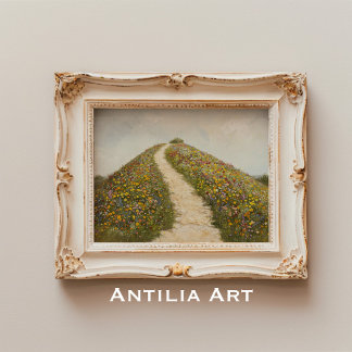 Poster Fleur sauvage Rustique Hill Peinture Fleur Meadow