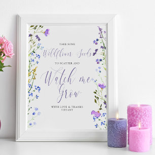 Poster Fleur sauvage Seeds Watch me Grow Baby shower Favo