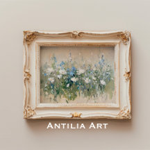 Fleur sauvage vintage peinture de terrain paysage 