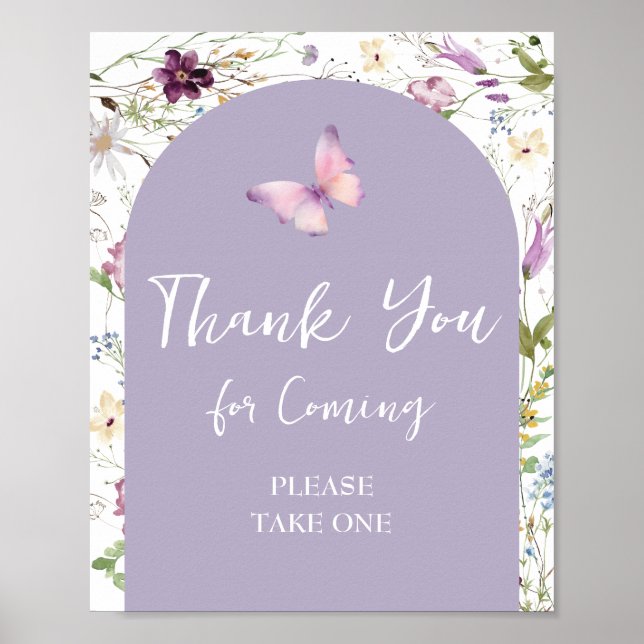 Poster Fleur sauvage Wild ONE Butterfly Garden Merci (Devant)