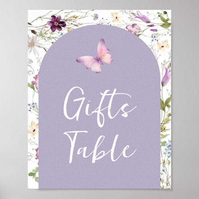 Poster Fleur sauvage Wild ONE Papillon Table des cadeaux  (Devant)