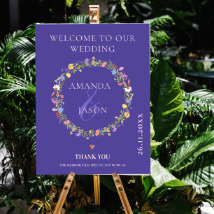 Poster Fleur sauvage Wreath Floral Bienvenue à notre Mari