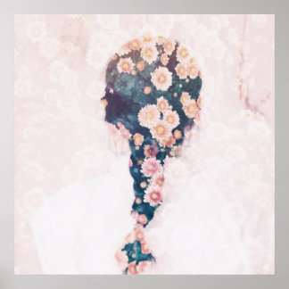 Poster Fleur Tresse Pastel Rose Blanc Plutôt