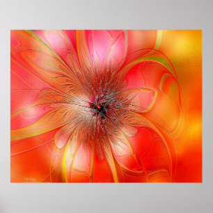 Poster Fleur tropicale délicate en orange et jaune