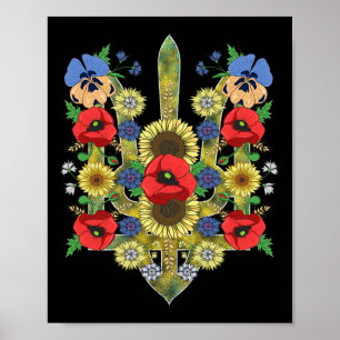 Poster Fleur Ukraine Trysub Mignon Coquelicots Ukrainiens