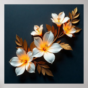 Poster Fleurs 3d colorées