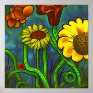 Poster Fleurs abstraites