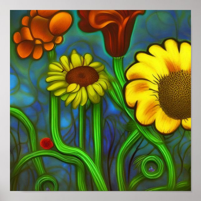 Poster Fleurs abstraites (Devant)