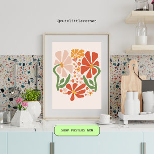 Poster Fleurs Abstraites Boho