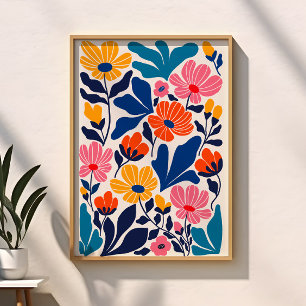 Poster Fleurs Abstraites Contemporaines Inspirées de Mati