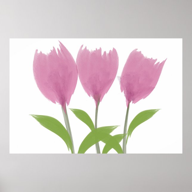 Poster Fleurs Abstraites de tulipes à aquarelles minimali (Devant)