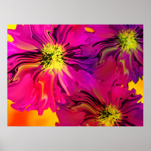 Poster Fleurs Abstraites modernes de Fuchsia (Magenta)