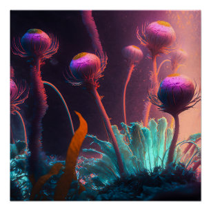 Poster Fleurs Aliens