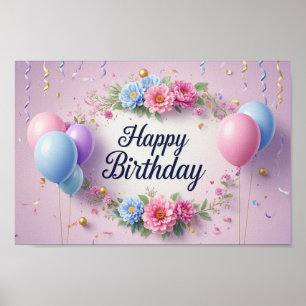 Poster Fleurs anniversaire luxueux élégant extravagant