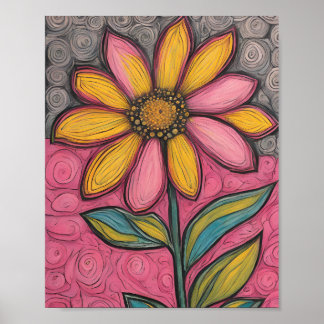 Poster Fleurs au crayon de charbon - Faisée en verre