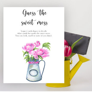 Poster Fleurs baby shower Devinez le jeu du gâchis doux