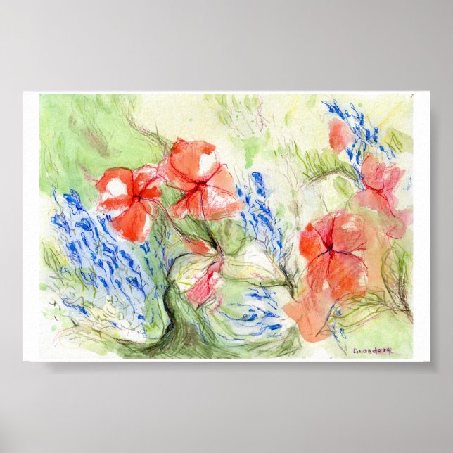Poster Fleurs Balsam et Lobelia (Devant)