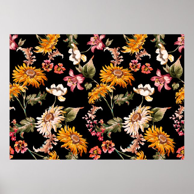 Poster Fleurs beau motif sans soudure. Texture du tissu (Devant)