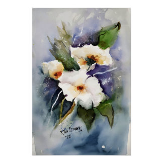 Poster Fleurs blanches