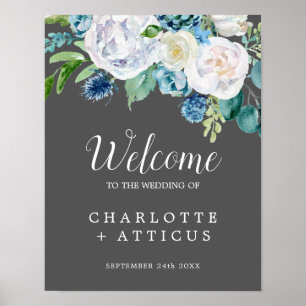 Poster Fleurs blanches classiques Mariage de bienvenue
