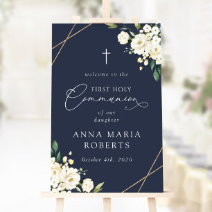 Poster Fleurs blanches crème, Bienvenue à la première com