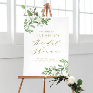 Poster Fleurs Blanches de Verdure Mariage Fête de Mariée 