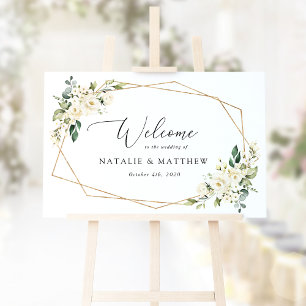 Poster Fleurs Blanches, Fleurs Crème, Bienvenue au Mariag